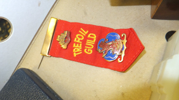 A box containing assorted pin badges, cloth badges, pennant flags, etc, related to the Girl Guides - Image 11 of 16