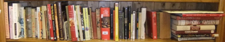 One shelf of books, mainly cookery title