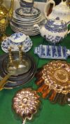 A collection of china and metal wares to