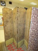 Two fabric covered four fold screens