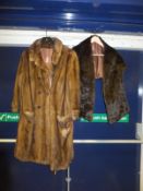 A brown mink fur full length coat, toget