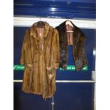 A brown mink fur full length coat, toget