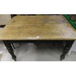 A 19th Century pine kitchen table, the p