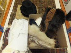 A box containing fur jacket, mink stole,