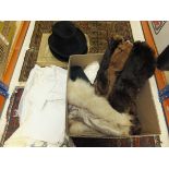 A box containing fur jacket, mink stole,