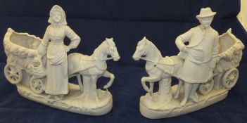 A pair of mid 20th Century Parian ware f