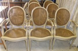 A set of eight modern cream painted beec