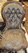 An early Victorian mahogany salon chair