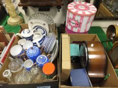 A box containing assorted china and glas