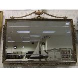 A modern gilt framed rectangular wall mirror in the Adam taste with grooved bevel edged plate