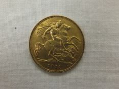 A George V 1911 gold half sovereign