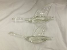 A pair of glass flying geese, possibly b