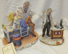 A large capo-di-monte figure group "Doctor Struck Off and Miss Di", depicting doctor and patient