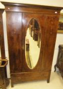 An Edwardian mahogany single door wardrobe with drawer below CONDITION REPORTS Approx 117cm wide,