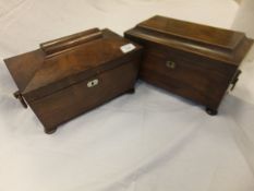 A Victorian rosewood sarcophagus tea cad