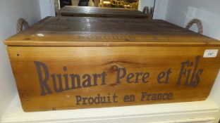 A reproduction wine crate inscribed "J L