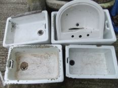 Four Belfast sinks and one other ceramic