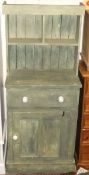 A painted pine dresser, the sectioned sh