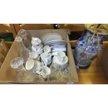 A box of china and glassware to include