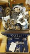 A box of miscellaneous china, glass and