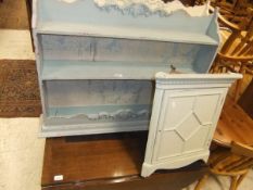 Two modern painted two tier wall shelves