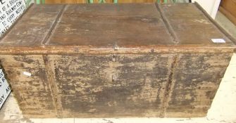 An Indian teak trunk with iron bindings