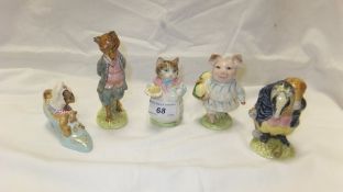 A collection of five Beswick Beatrix Potter figures by F Warne & Co. Limited, to include "Ribby", "