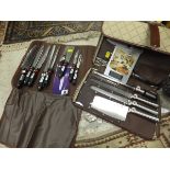 A 9 piece knife set in carry case, toget