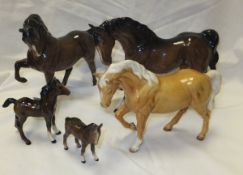 Two Beswick horse figures with one hoof