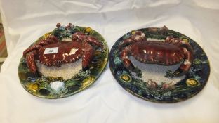 Two Pallissy style majolica plates with