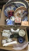 Two boxes of decorative china and other
