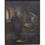 CONTINENTAL SCHOOL "Figure of man with scientific instruments", oil on canvas, unsigned, together