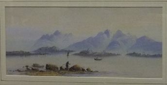 H EARP - a pair of mountainous lake scenes, watercolours, one signed lower right,