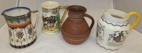 A Royal Doulton "Sea Shanty" jug, a Crown Devon "Widecombe Fair" jug,