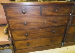 A Victorian mahogany chest of two short and three long graduated drawers on a plinth base (to match