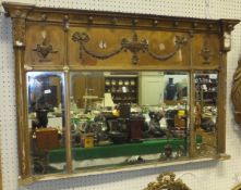 A 19th Century giltwood and gesso framed overmantel mirror