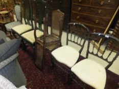 A collection of ten 19th Century and later chairs to include a child's rush seated chair with