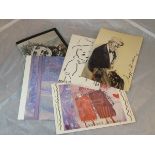 A David Hockney signed postcard, David Oxtoby signed image of Elvis, Roger De Grey signed