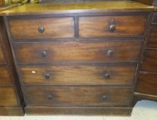 A Victorian mahogany chest of two short and three long graduated drawers on a plinth base (to match