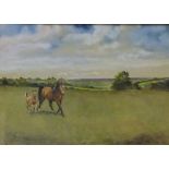 DENIS ALDRIDGE "Mare with foal in field", watercolour, signed and dated 1970 lower right (ARR)