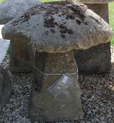 A natural stone staddlestone CONDITION REPORTS Approx 65cm high total.  Top approx 54cm diameter.