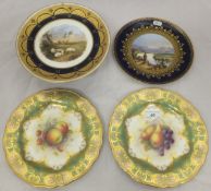 Two Royal Worcester cabinet plates painted with fruit by A Shuck (signed), an Aynsley plate