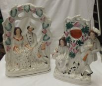 A 19th Century Staffordshire pottery clock group,