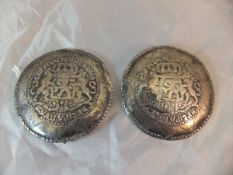A pair of 19th Century Dutch silver medallions as brooches,