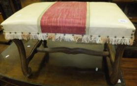 An early 20th Century Louis XV style rectangular upholstered stool