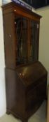 A mahogany bureau bookcase with astragal glazed doors,