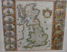 AFTER JOHANNES BLAEU "Britannia Anglo Saxonum Heptarchia", map, black and white engraving, later