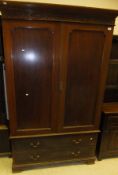 A circa 1900 mahogany wardrobe,