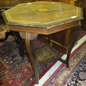 An Edwardian rosewood and inlaid octagonal occasional table