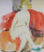 JIN CHANG LIU "Nude study", pencil, indistinctly signed lower right, together with PETER COLLINS "